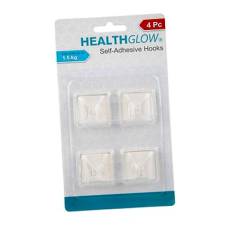 Self-Adhesive Plastic Hooks, 4 Piece - Transparent Square